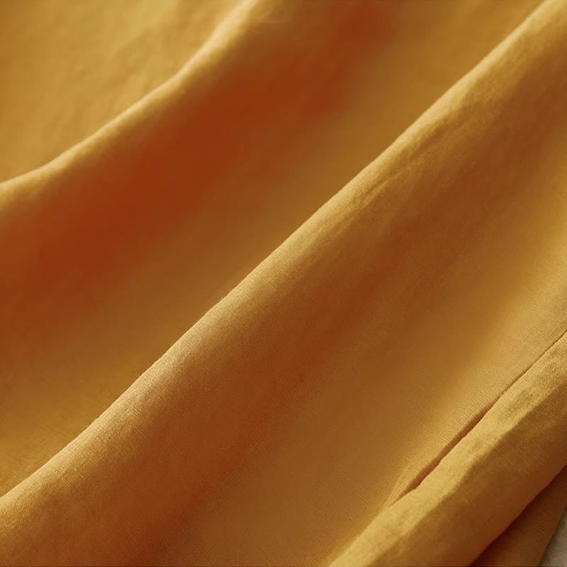 Buddha Stones décontracté en coton et lin pour femme, motif patchwork de broderies de couleur pure, sans manches, col ras du cou - image 3