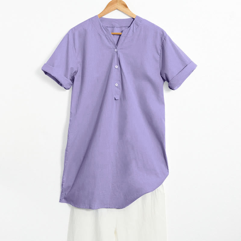 Chemise décontractée à manches courtes et col cranté pour femme avec boutons Buddha Stones - Orchidée moyenne - US20,UK/AU24,EU52 (5XL) - image 0