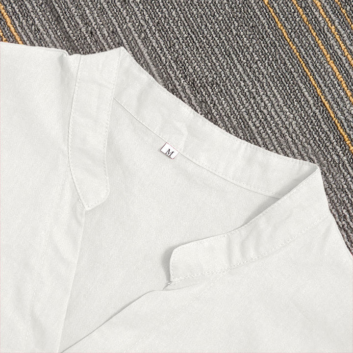 Chemise d'été décontractée en coton et lin pour femme, col cranté, manches courtes, motif Buddha Stones - image 32