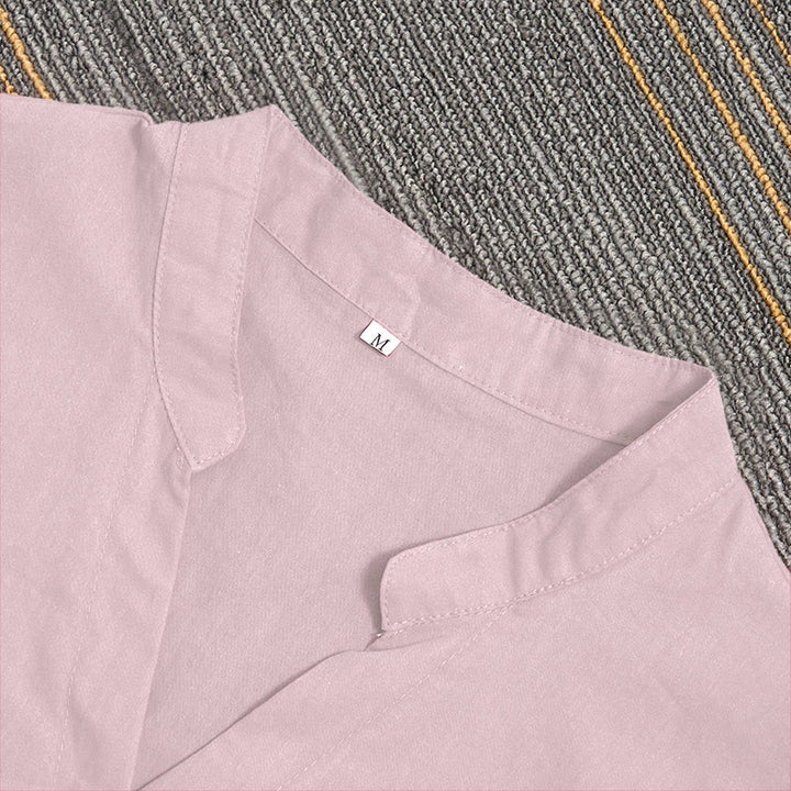 Chemise d'été décontractée en coton et lin pour femme, col cranté, manches courtes, motif Buddha Stones - image 38