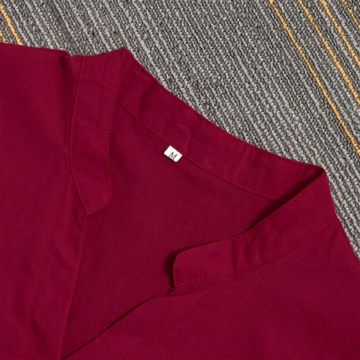 Chemise d'été décontractée en coton et lin pour femme, col cranté, manches courtes, motif Buddha Stones - image 68