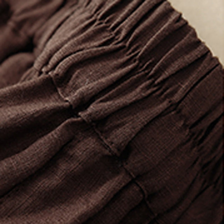 Short droit élastique avec poches pour femme, style décontracté, uni, en coton et lin, motif Buddha Stones , été - image 8