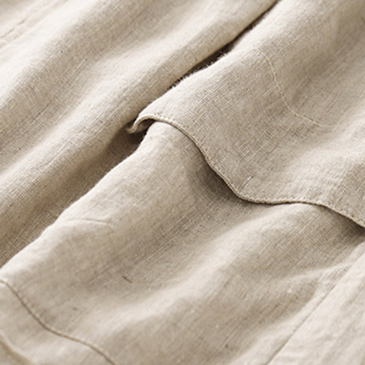 Short droit élastique avec poches pour femme, style décontracté, uni, en coton et lin, motif Buddha Stones , été - image 19