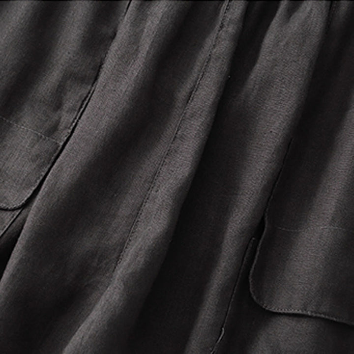 Short droit élastique avec poches pour femme, style décontracté, uni, en coton et lin, motif Buddha Stones , été - image 26