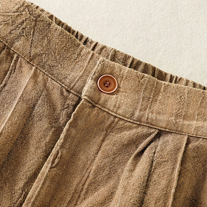 Short d'été décontracté en coton uni avec poches et imprimé tie-dye Buddha Stones pour femme - image 2