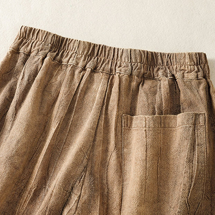 Short d'été décontracté en coton uni avec poches et imprimé tie-dye Buddha Stones pour femme - image 8