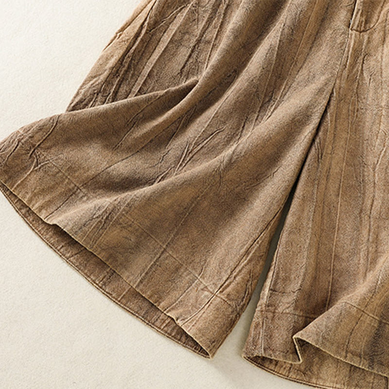 Short d'été décontracté en coton uni avec poches et imprimé tie-dye Buddha Stones pour femme - image 5