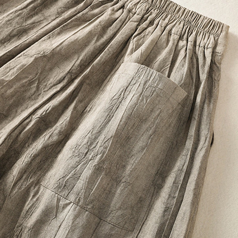 Short d'été décontracté en coton uni avec poches et imprimé tie-dye Buddha Stones pour femme - image 13