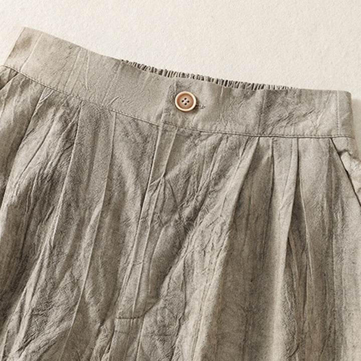 Short d'été décontracté en coton uni avec poches et imprimé tie-dye Buddha Stones pour femme - image 16