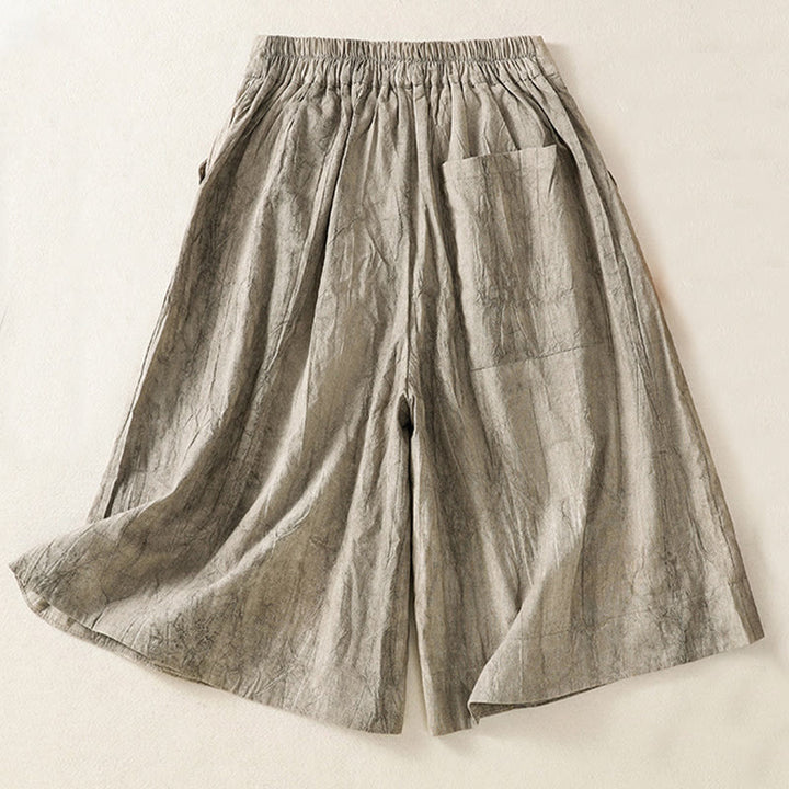 Short d'été décontracté en coton uni avec poches et imprimé tie-dye Buddha Stones pour femme - image 11