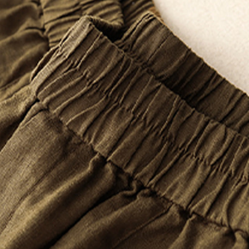 Short d'été décontracté en coton uni avec poches et boutons Buddha Stones pour femme - image 15