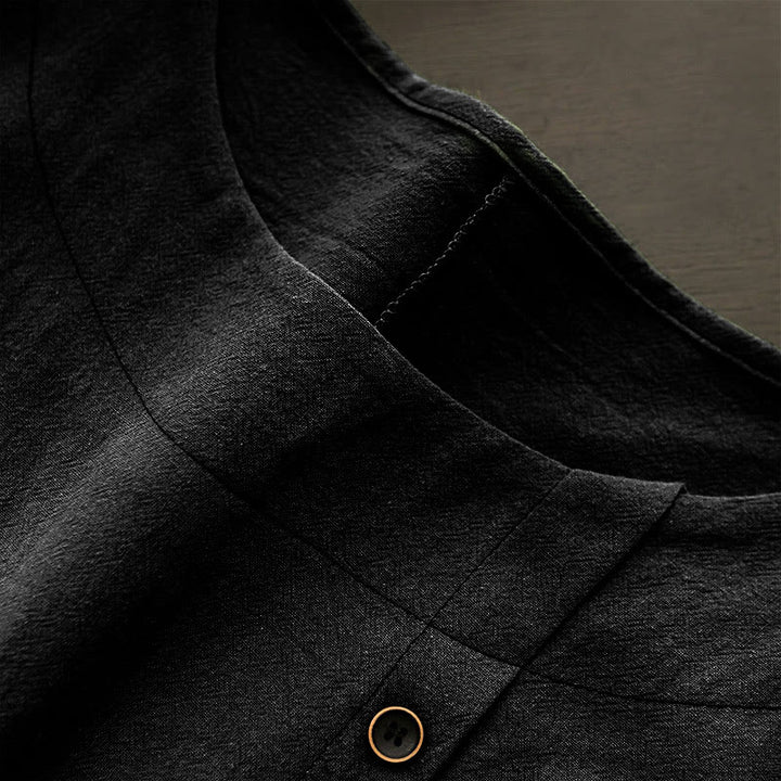 T-shirt décontracté à manches courtes et col rond pour femme, en coton, avec boutons en jacquard et Buddha Stones , couleur unie, été - image 52