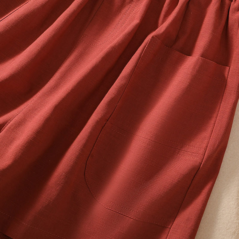 Short d'été décontracté en polyester avec poches et taille élastique pour femme Motif Buddha Stones