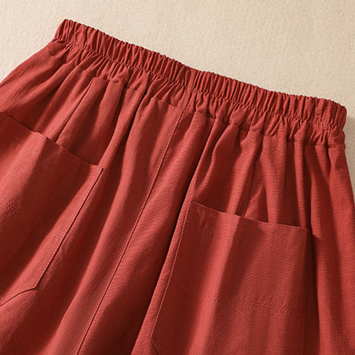 Short d'été décontracté en polyester avec poches et taille élastique pour femme Motif Buddha Stones