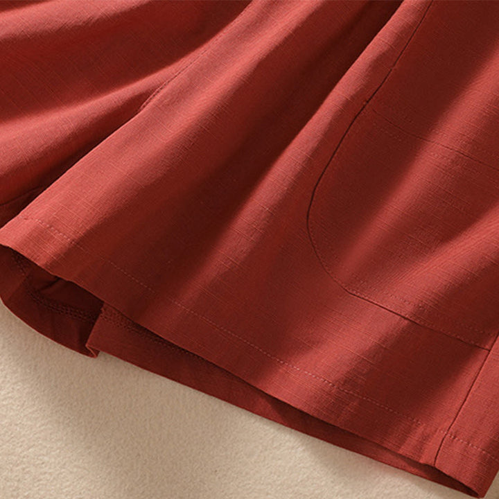 Short d'été décontracté en polyester avec poches et taille élastique pour femme Motif Buddha Stones