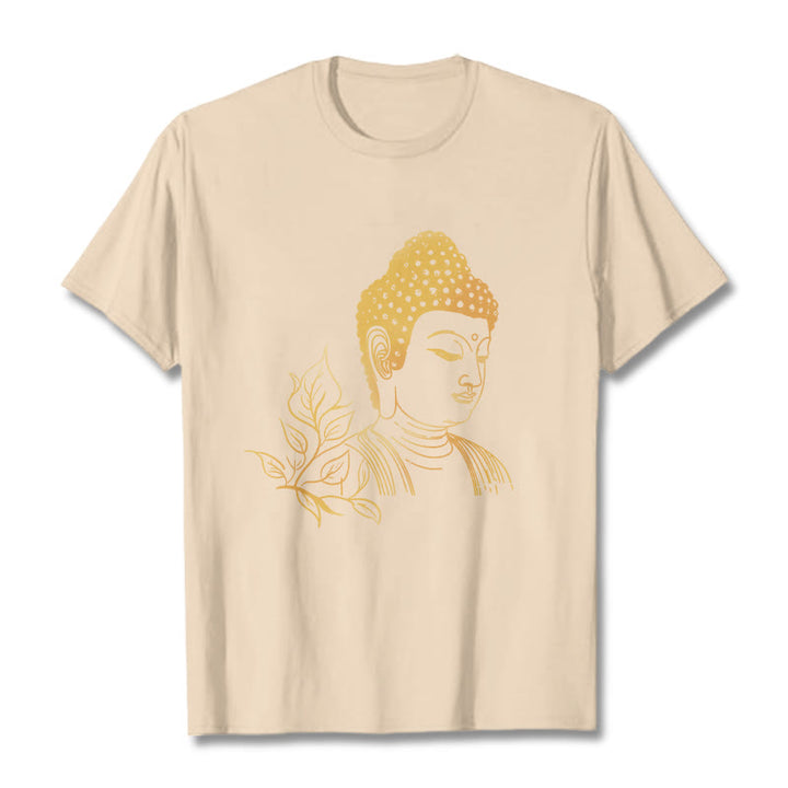 T- Buddha Stones Feuilles Dorées Méditation Bouddha T-shirt - Bisque - 2XL - image 9