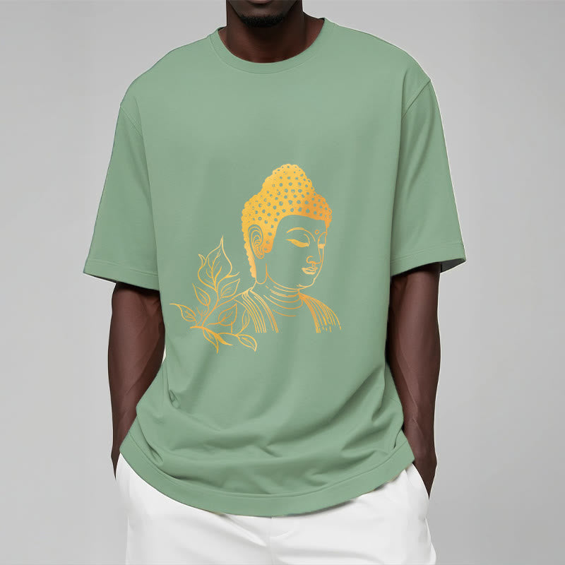 T- Buddha Stones Feuilles Dorées Méditation Bouddha T-shirt - image 16