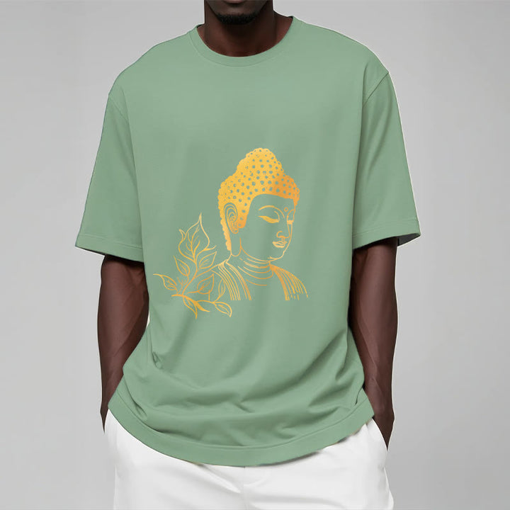 T- Buddha Stones Feuilles Dorées Méditation Bouddha T-shirt - image 16