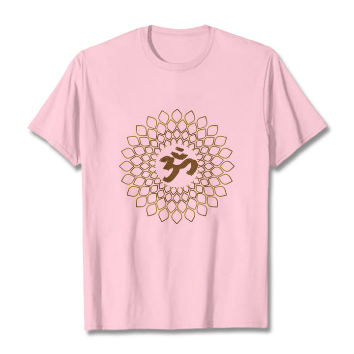 T-shirt avec motif losange et Buddha Stones et OM - Rose clair - 2XL - image 13