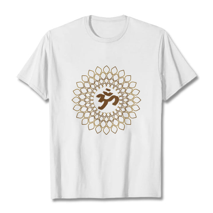 T-shirt avec motif losange et Buddha Stones et OM - Blanc - 2XL - image 1