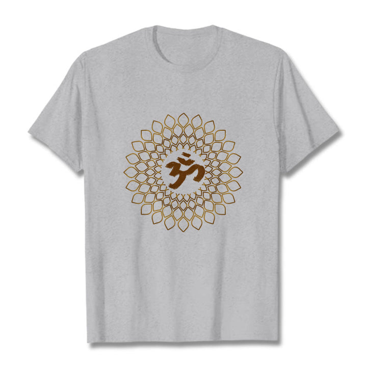 T-shirt avec motif losange et Buddha Stones et OM - Gris clair - 2XL - image 20