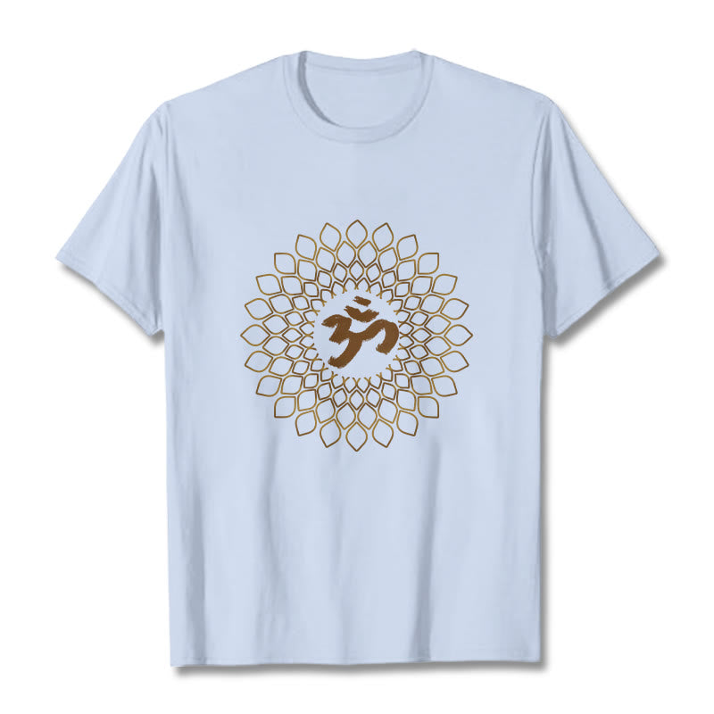 T-shirt avec motif losange et Buddha Stones et OM - Cyan clair - 2XL - image 19