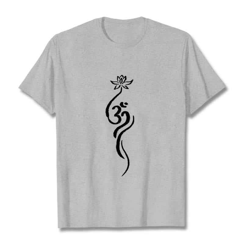 T-shirt avec motif Buddha Stones et fleur de lotus Om - Gris clair - 2XL - image 20
