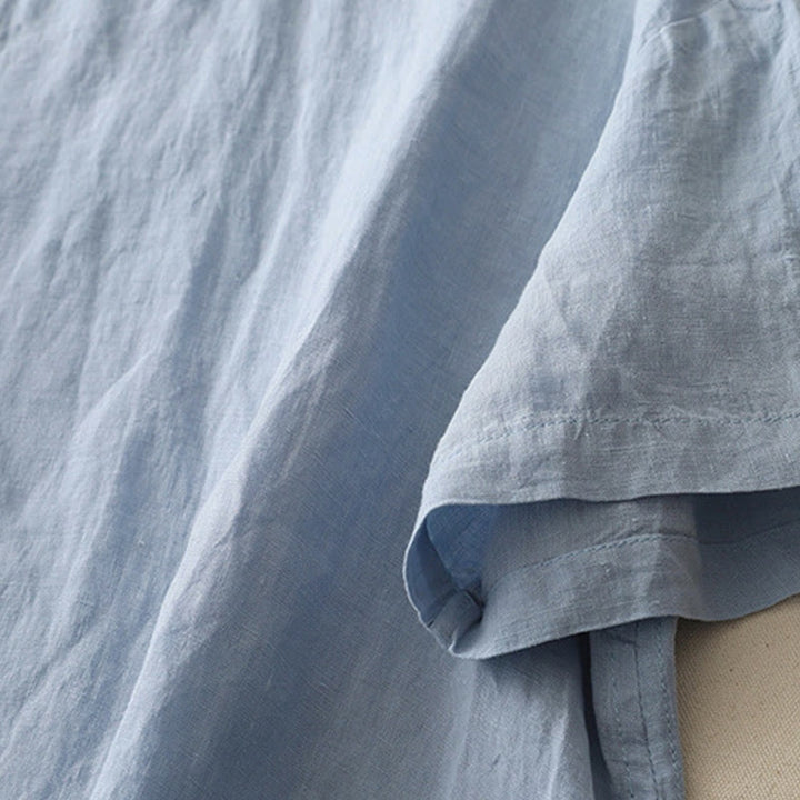 Chemise à manches courtes en polyester pour femme, motif Buddha Stones, col ras du cou et imprimé fil uni - image 2