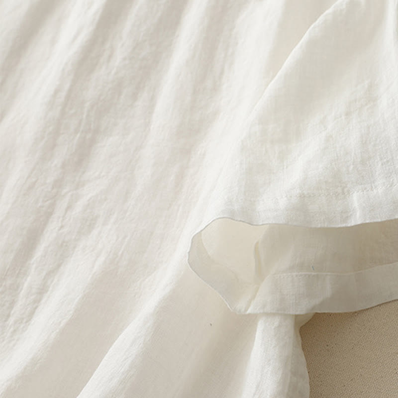 Chemise à manches courtes en polyester pour femme, motif Buddha Stones, col ras du cou et imprimé fil uni - image 6