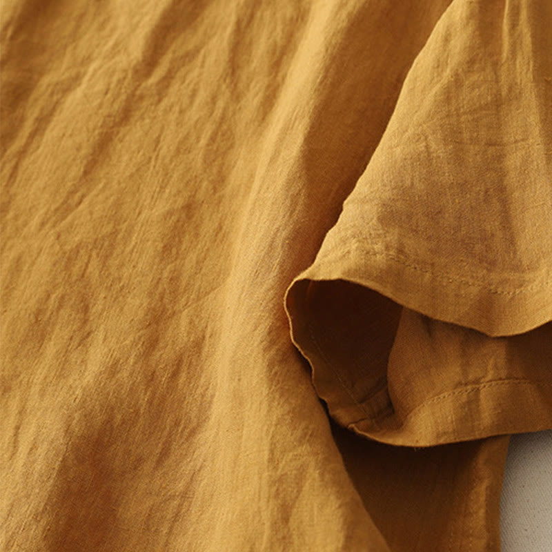 Chemise à manches courtes en polyester pour femme, motif Buddha Stones, col ras du cou et imprimé fil uni - image 14