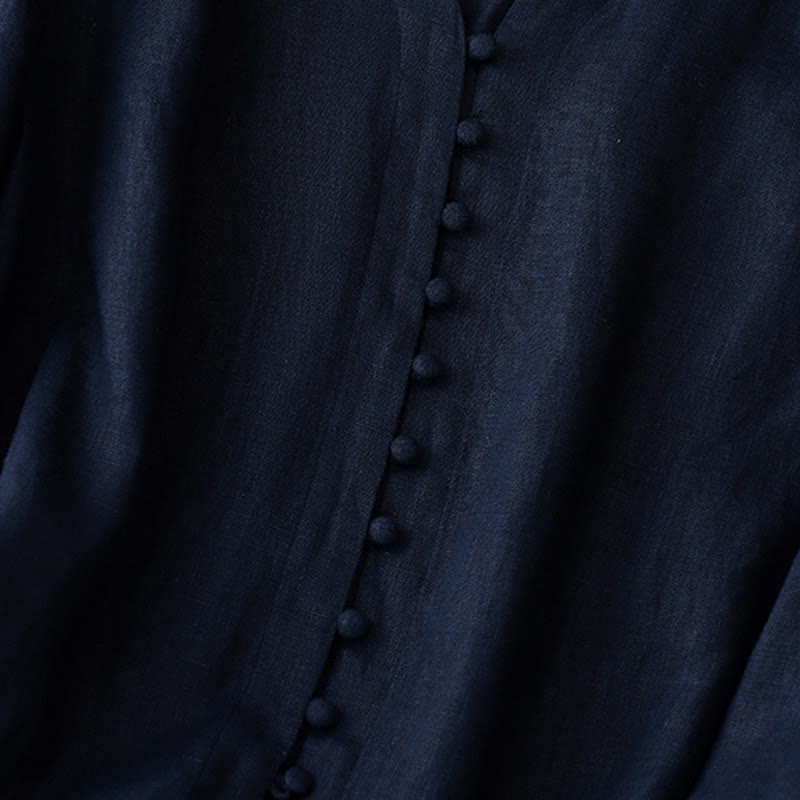 Chemise à manches longues en coton et lin pour femme, motif Buddha Stones , col en V - image 11