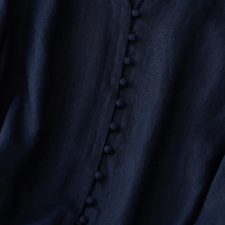 Chemise à manches longues en coton et lin pour femme, motif Buddha Stones , col en V - image 11