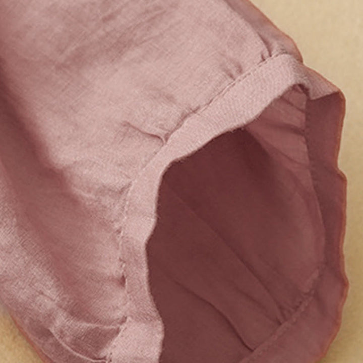 Chemise à manches trois-quarts en coton mélangé pour femme, motif Buddha Stones, col ras du cou et boutons unis - image 7