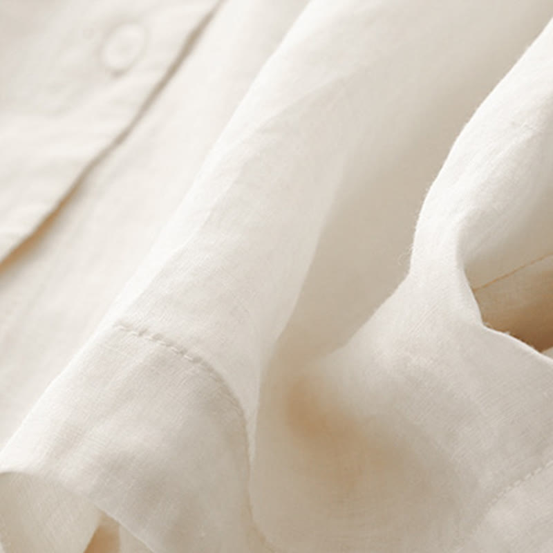 Chemise à manches trois-quarts en coton mélangé pour femme, motif Buddha Stones, col ras du cou et boutons unis - image 16