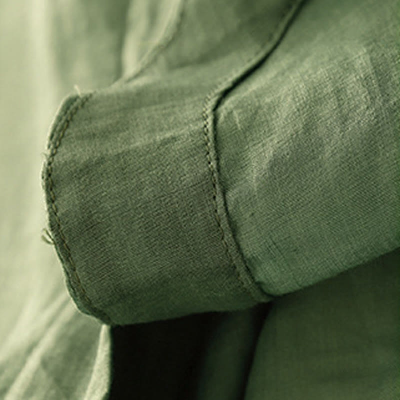 Chemise à manches trois-quarts en coton mélangé pour femme, motif Buddha Stones, col ras du cou et boutons unis - image 26