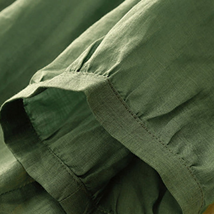 Chemise à manches trois-quarts en coton mélangé pour femme, motif Buddha Stones, col ras du cou et boutons unis - image 23