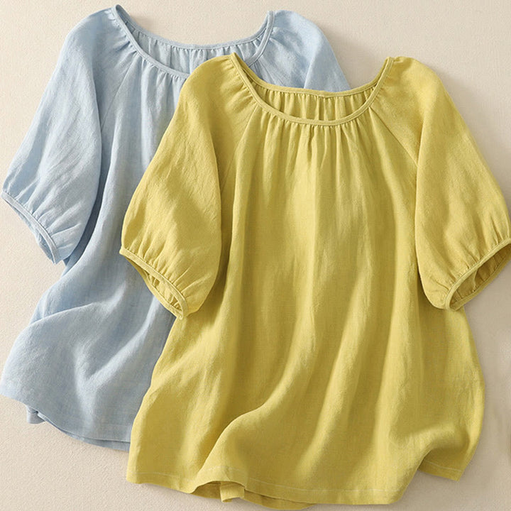 T-shirt d'été décontracté à manches courtes et col rond en coton pour femme Motif Buddha Stones