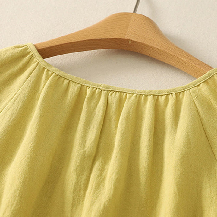 T-shirt d'été décontracté à manches courtes et col rond en coton pour femme Motif Buddha Stones