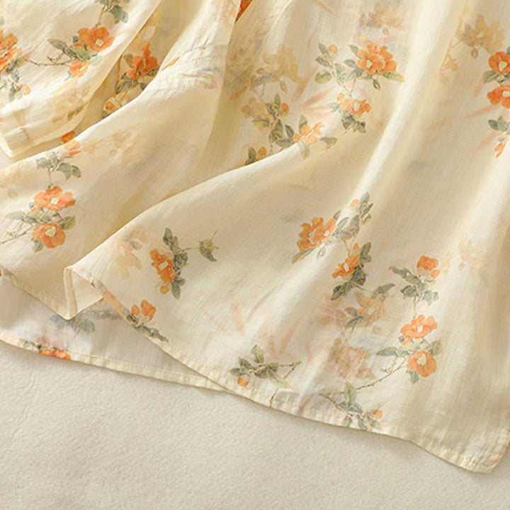 Chemise à manches trois-quarts en polyester pour femme, col ras du cou, imprimé plantes et Buddha Stones , motif grenouille - image 5