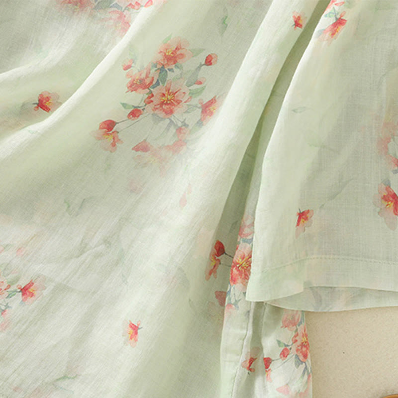 Chemise à manches trois-quarts en polyester pour femme, col ras du cou, imprimé plantes et Buddha Stones , motif grenouille - image 22