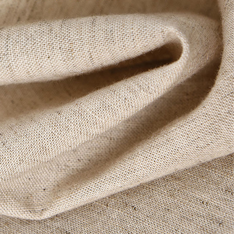 Chemise d'été en coton et lin à manches courtes et demi-boutons pour homme, couleur unie, motif Buddha Stones