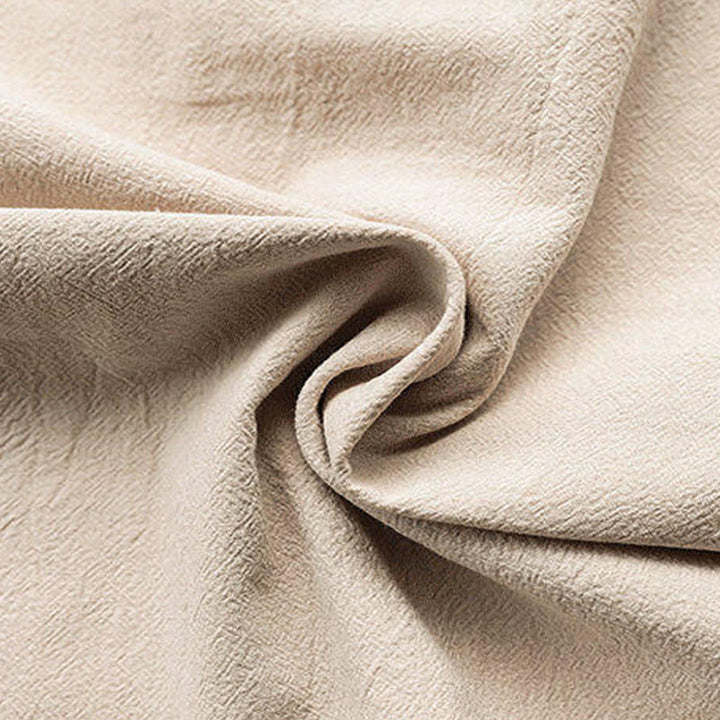 Chemise d'été en lin à manches mi-longues et poches pour homme, motif Buddha Stones , couleur unie