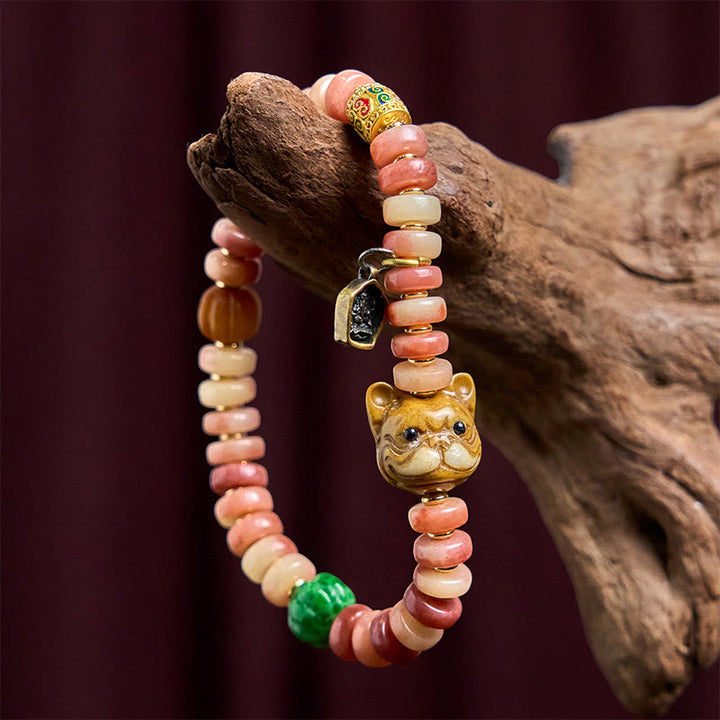 Bracelet porte-bonheur en perles de sang violet en os de chameau tibétain naturel Buddha Stones