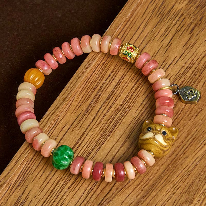 Bracelet porte-bonheur en perles de sang violet en os de chameau tibétain naturel Buddha Stones