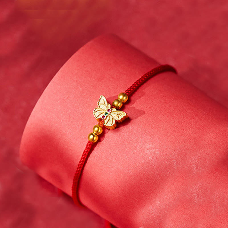 Bracelet de force en argent sterling 999 avec papillon et fil rouge Buddha Stones - image 4