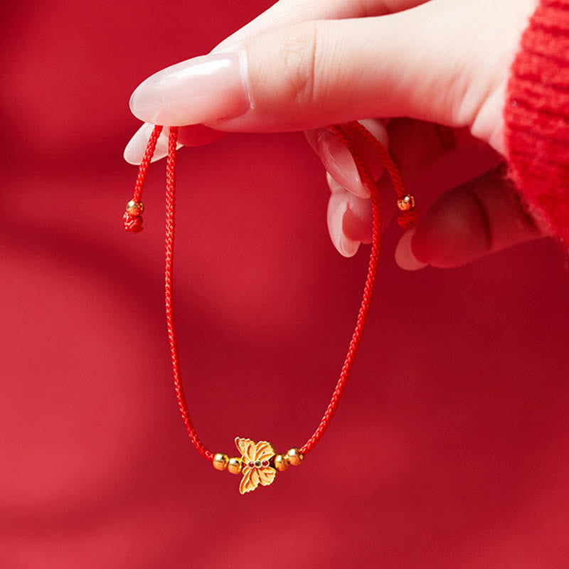 Bracelet de force en argent sterling 999 avec papillon et fil rouge Buddha Stones - image 3