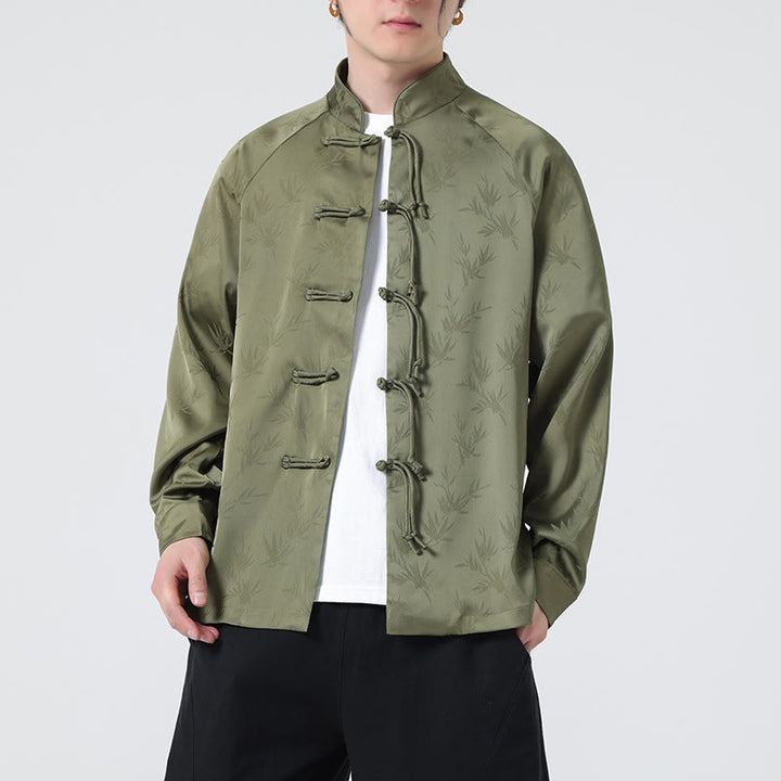 Chemise à manches longues pour homme, motif jacquard de Buddha Stones , motif grenouille chinoise, boutons