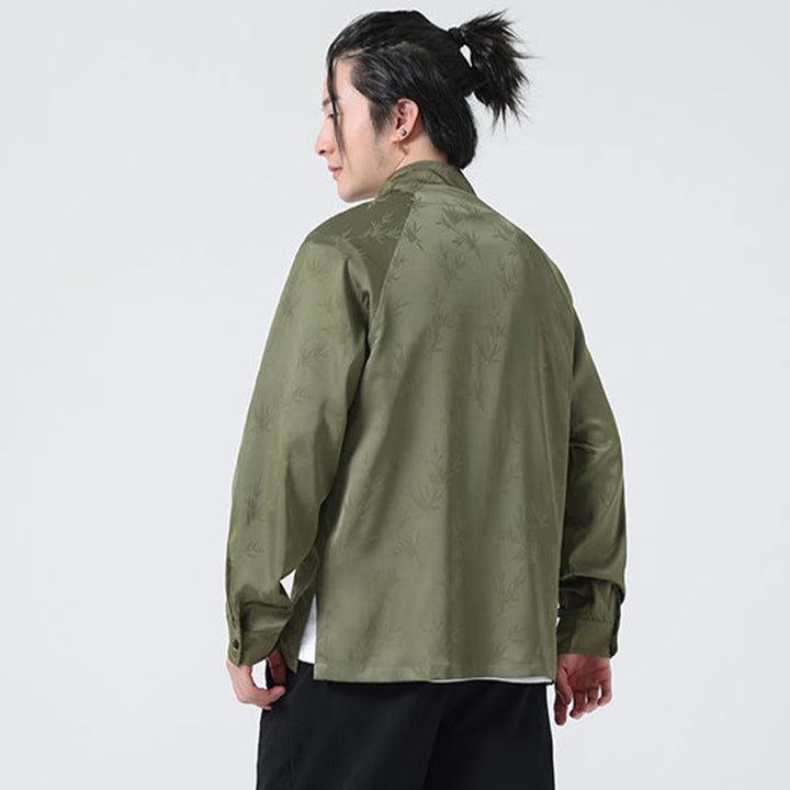 Chemise à manches longues pour homme, motif jacquard de Buddha Stones , motif grenouille chinoise, boutons