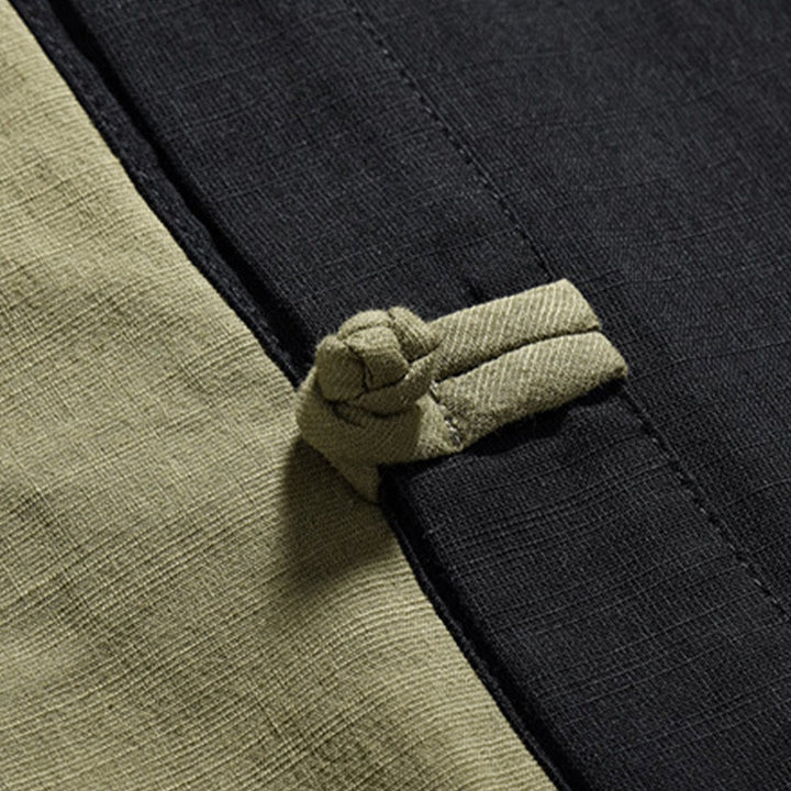 Chemise à manches mi-longues en coton et lin pour homme, style chinois, décontracté, assorti, motif grenouille et Buddha Stones