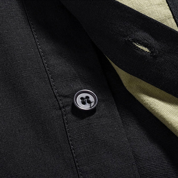 Chemise à manches mi-longues en coton et lin pour homme, style chinois, décontracté, assorti, motif grenouille et Buddha Stones